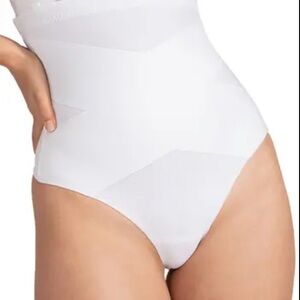 NWT Honeylove SuperPower Thong WHITE S High Waist Tummy Control $79 RARE